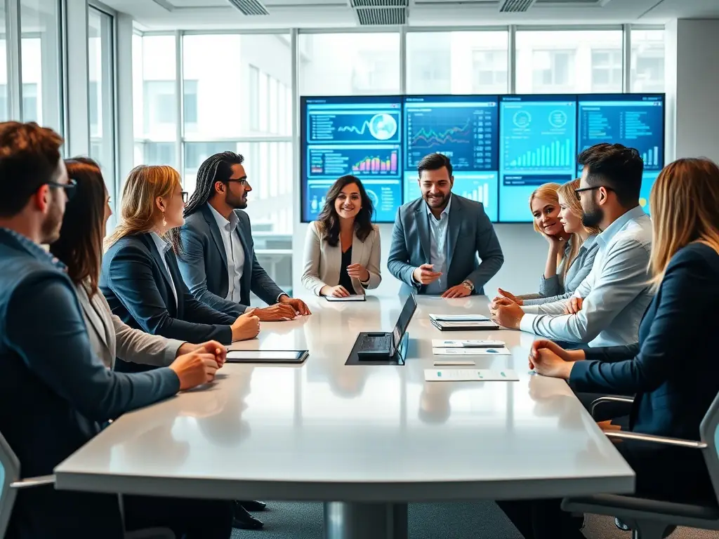 A group of professionals participating in a dynamic mindset workshop with a facilitator guiding the session, representing Mindset Transformation Workshops.